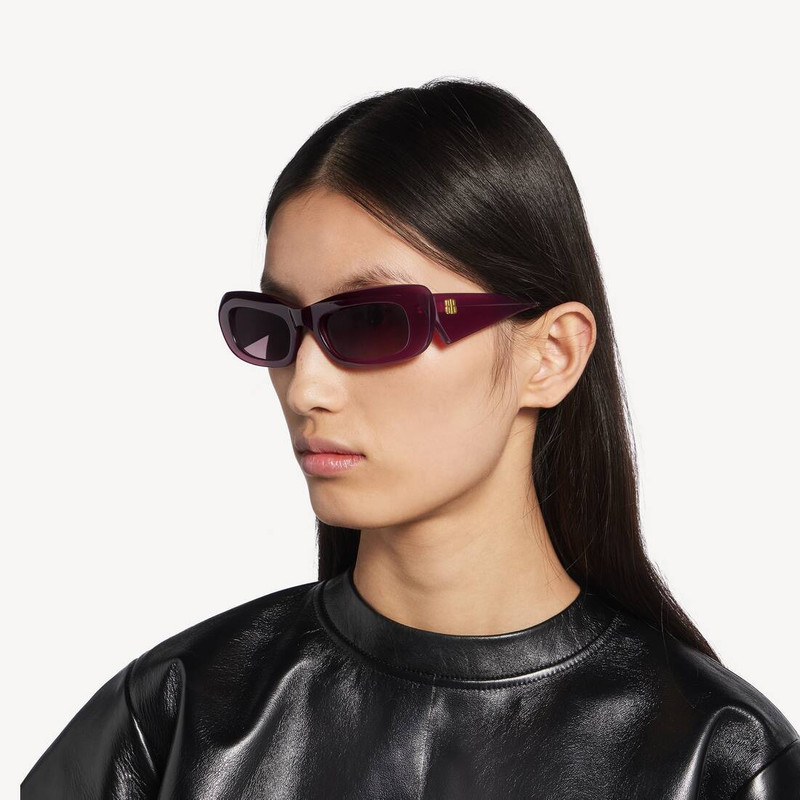 Women's Diva Rectangle Sunglasses in Dark Burgundy 7