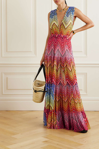 Missoni Mare tiered striped mesh maxi dress outlook