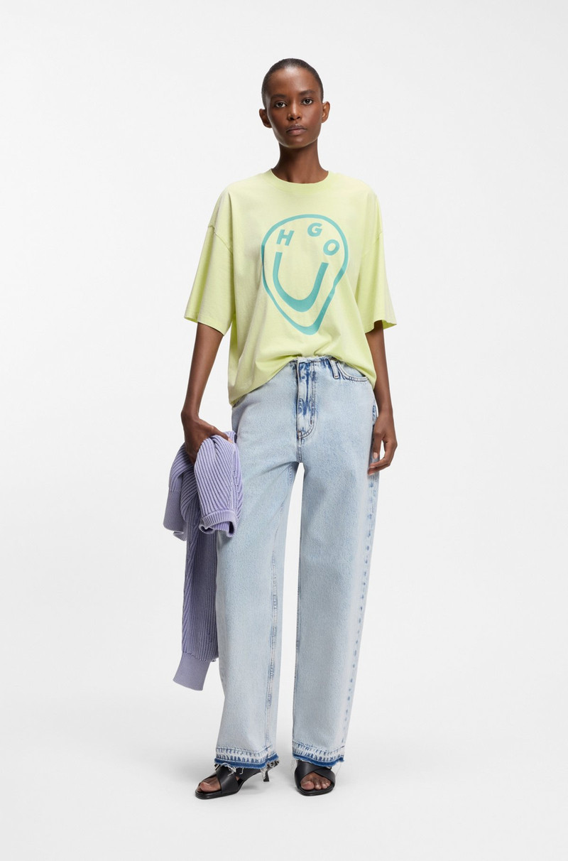 HUGO COTTON-JERSEY T-SHIRT WITH MELTED-EFFECT HAPPY HUGO PRINT outlook