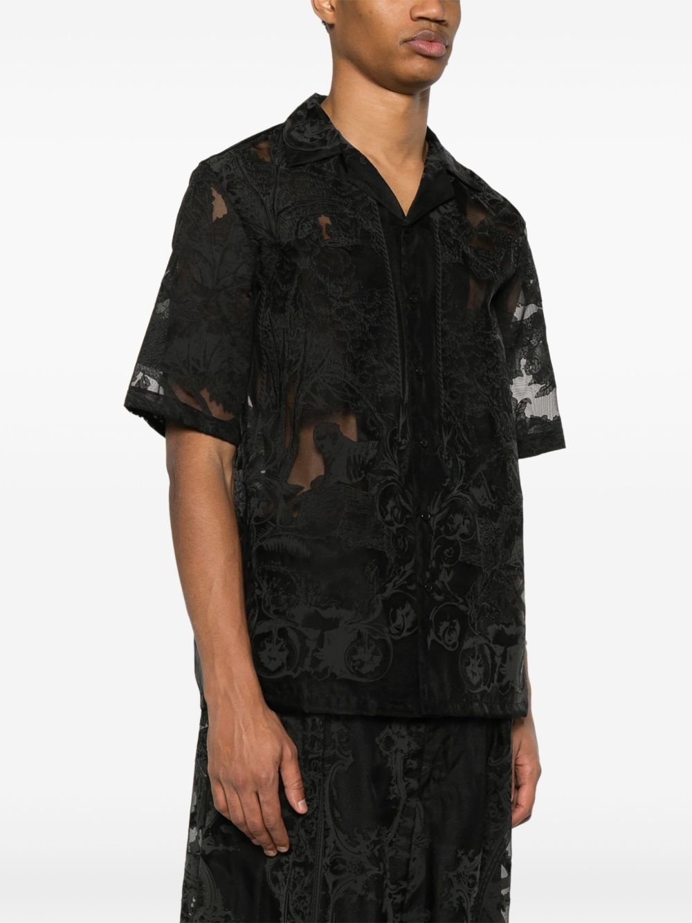 ornament semi-sheer shirt - 3