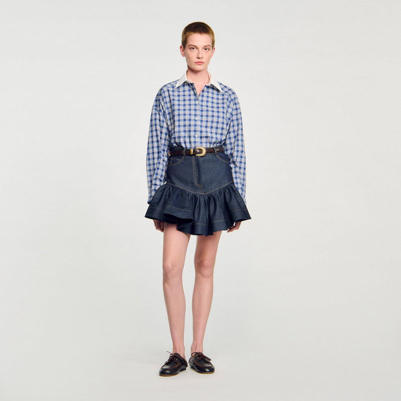 Sandro MINI DENIM RUFFLED SKIRT outlook