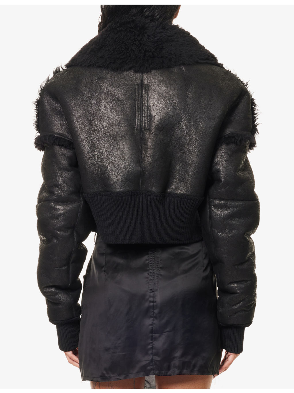 Exaggerated-Collar Cropped Shearling Jacket - 4