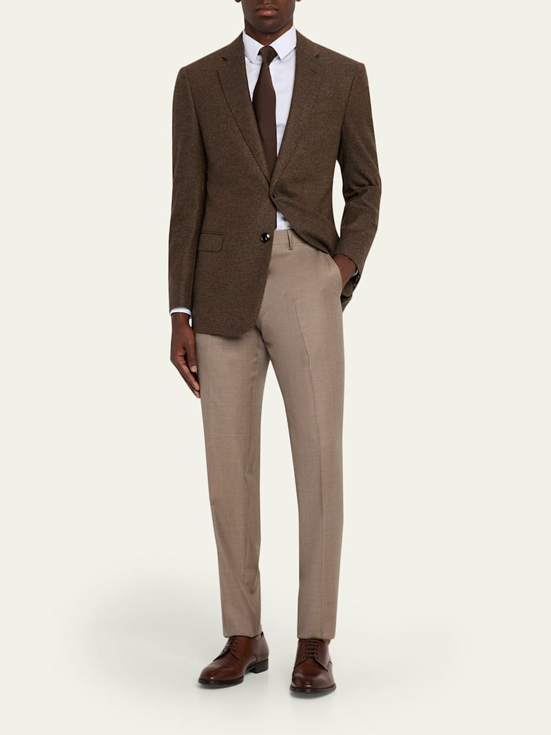 GIORGIO ARMANI Men's Wool Sharkskin Flat Front Trousers outlook