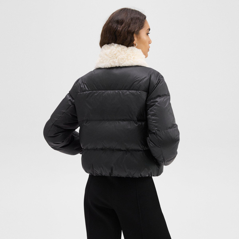 Shearling-Trimmed Puffer Jacket in Recycled Nylon 4