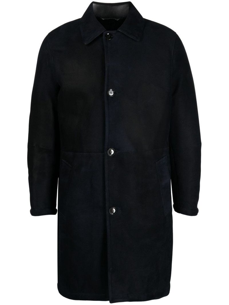 single-breasted leather coat 1