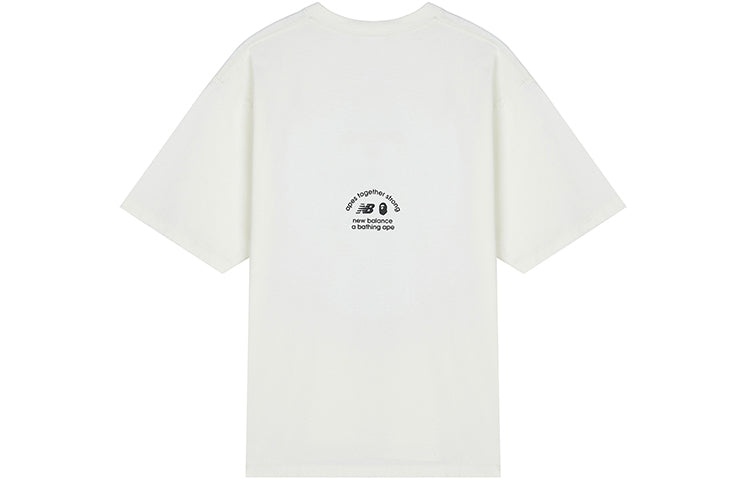 New Balance x Bape Crossover Logo Printing Round Neck Short Sleeve White BATE2000-IVX - 2
