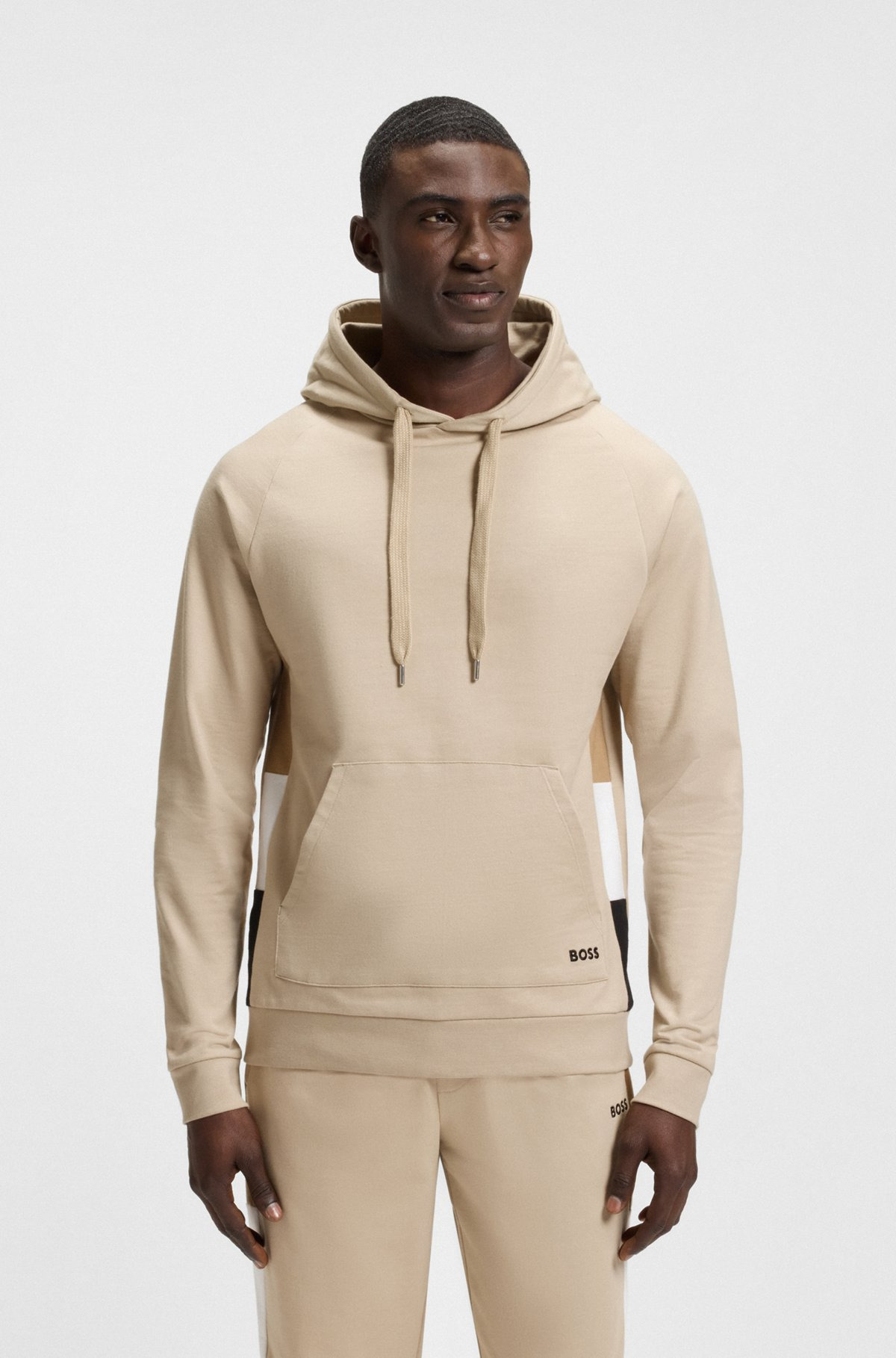 COTTON-TERRY HOODIE WITH STRIPE PANELS - 2