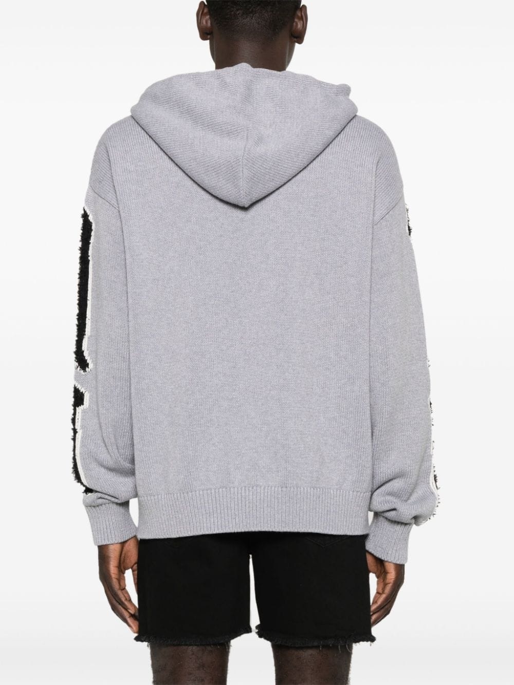 logo-embroidered knitted hoodie - 4