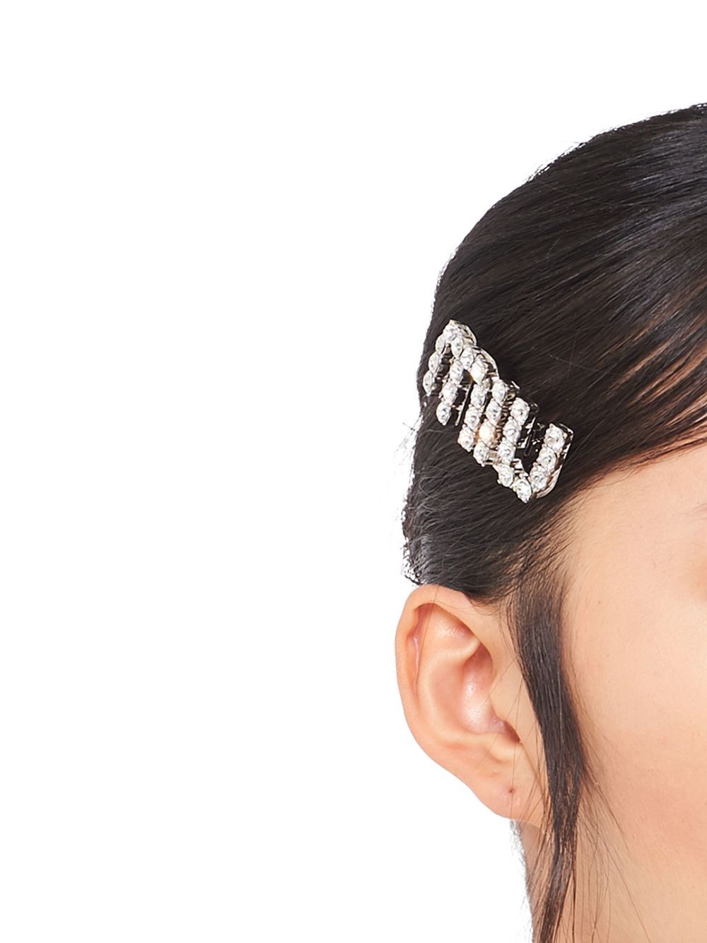 crystal-embellished logo hair clip - 2