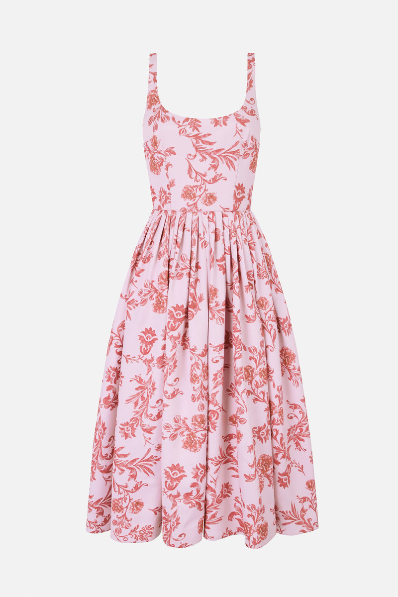 Eglantine Dress In Pink Floral Damask Taffeta Faille 1