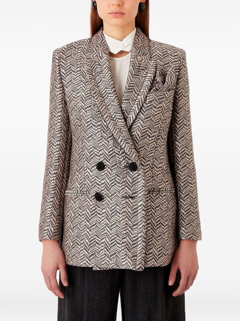 EMPORIO ARMANI herringbone double-breasted blazer outlook