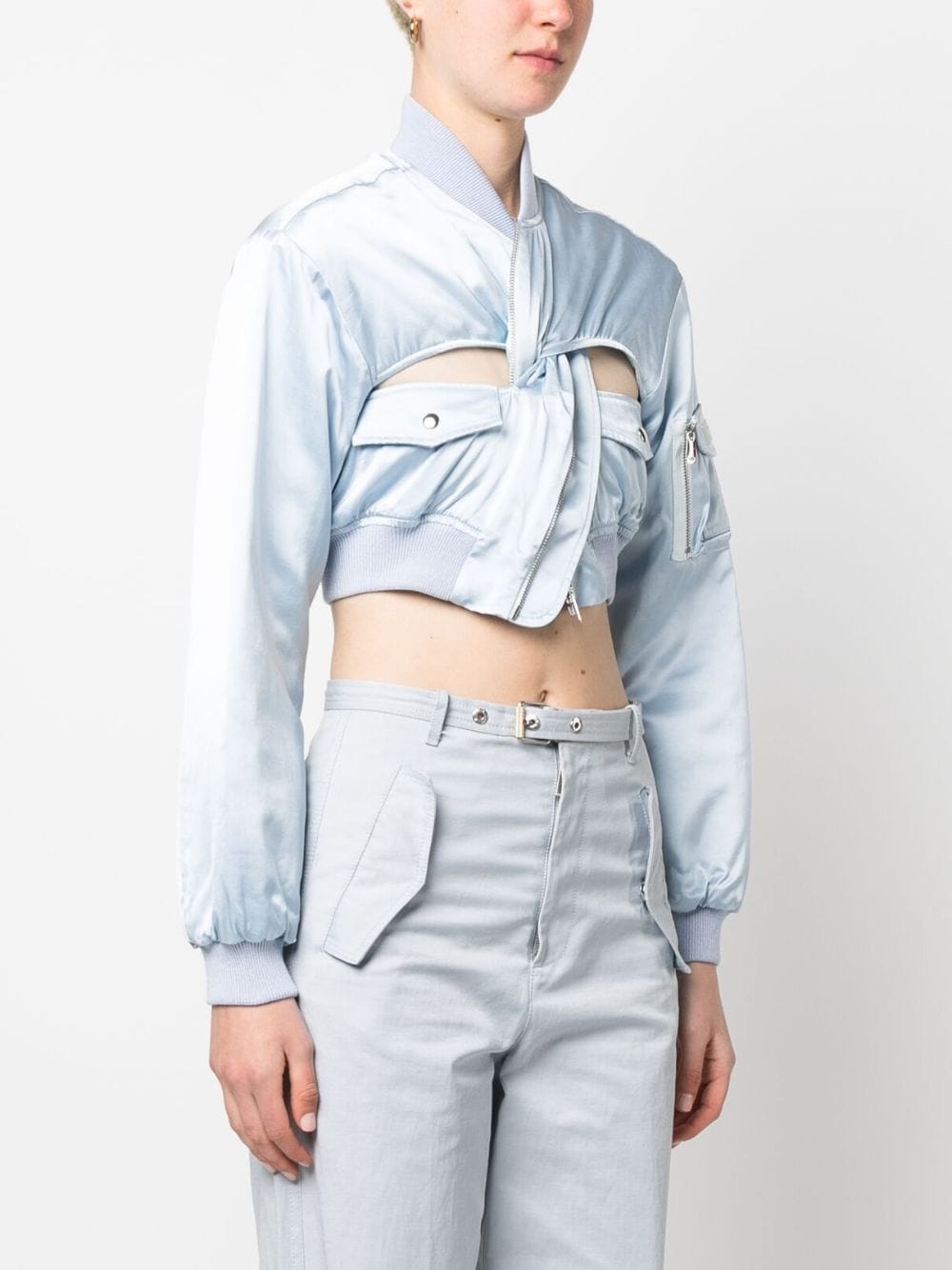 cut-out cropped bomber jacket - 3