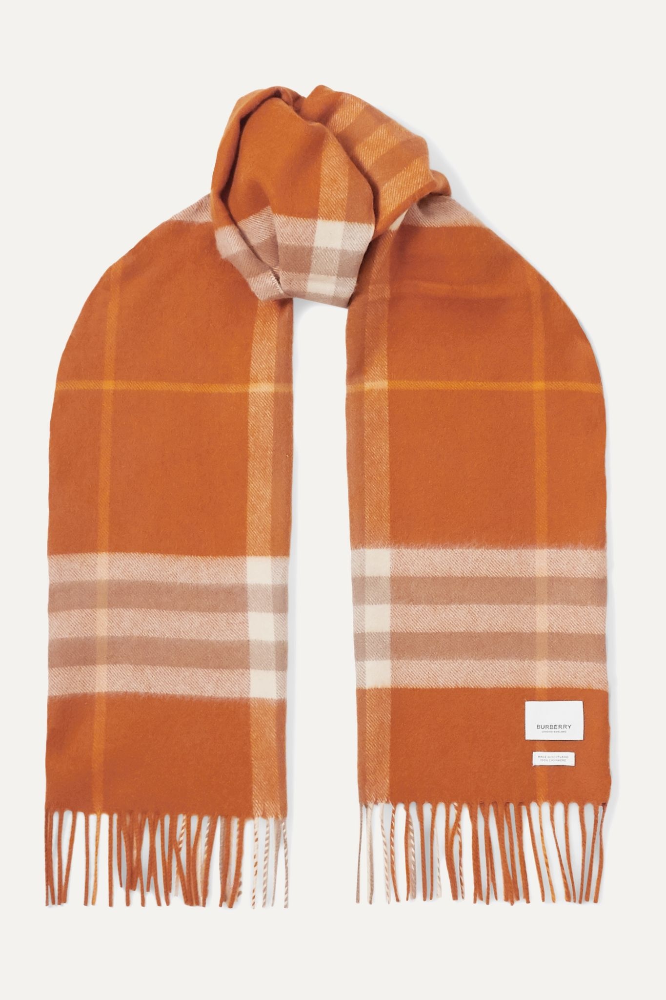 Fringed checked cashmere scarf - 1