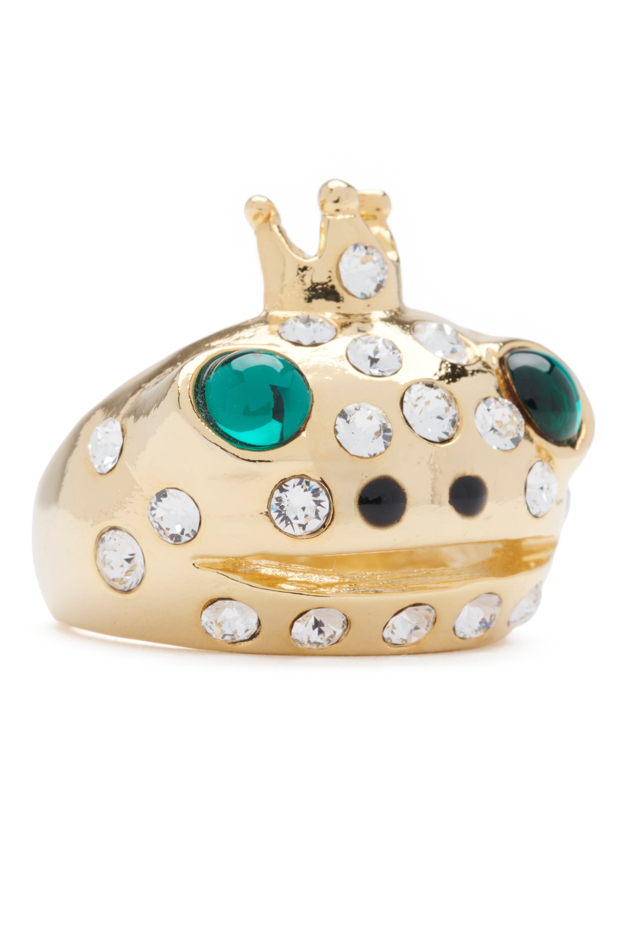 EMERALD GOLD FRECKLES FROG PRINCE RING - 2