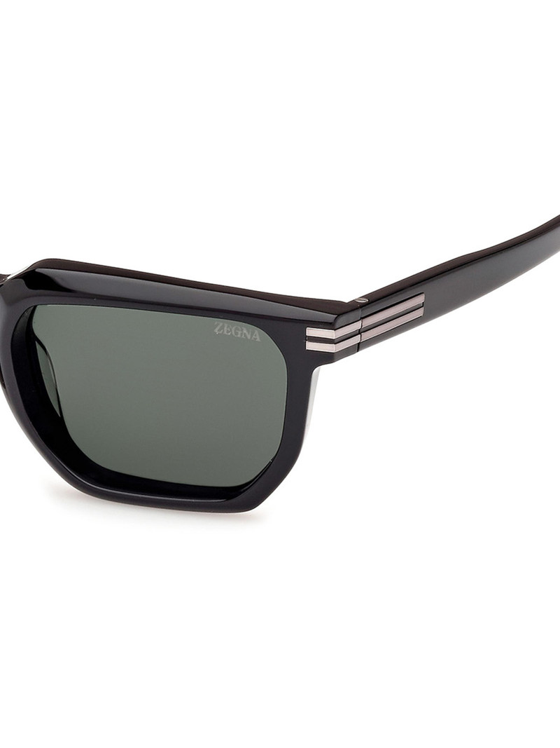 Men's 54MM Rectangular Sunglasses - Shiny Black Green 3