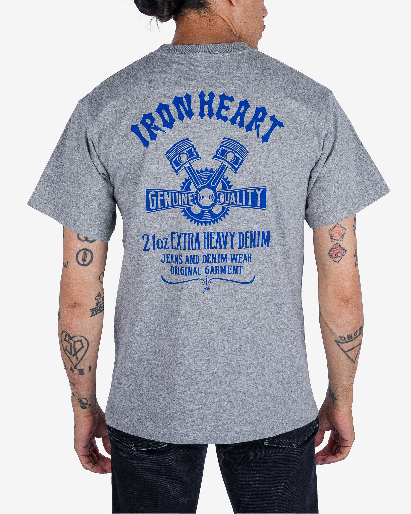 IHT-2403-GRY 7.5oz Printed Loopwheel Crew Neck T-Shirt - Gray - 3