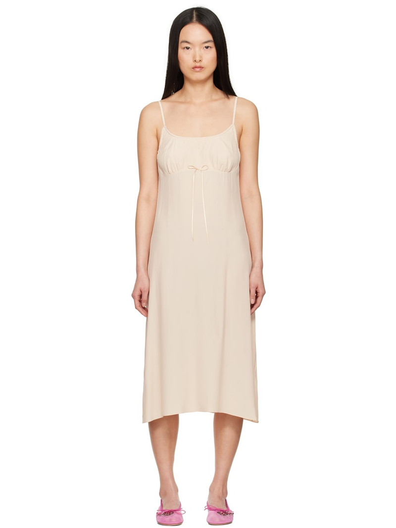 Beige Negligee Bow Midi Dress 1