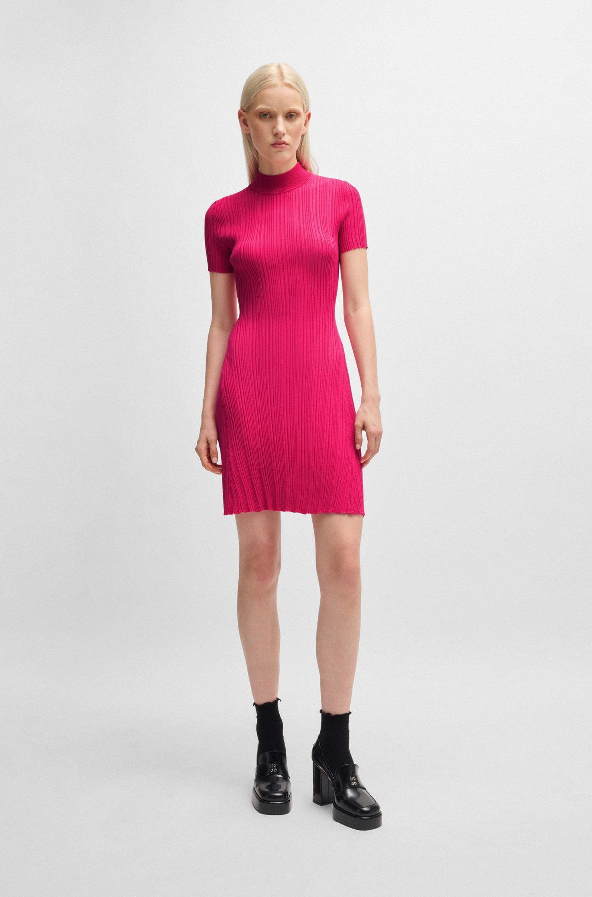 SLIM-FIT DRESS IN IRREGULAR-RIB CREPE - 2