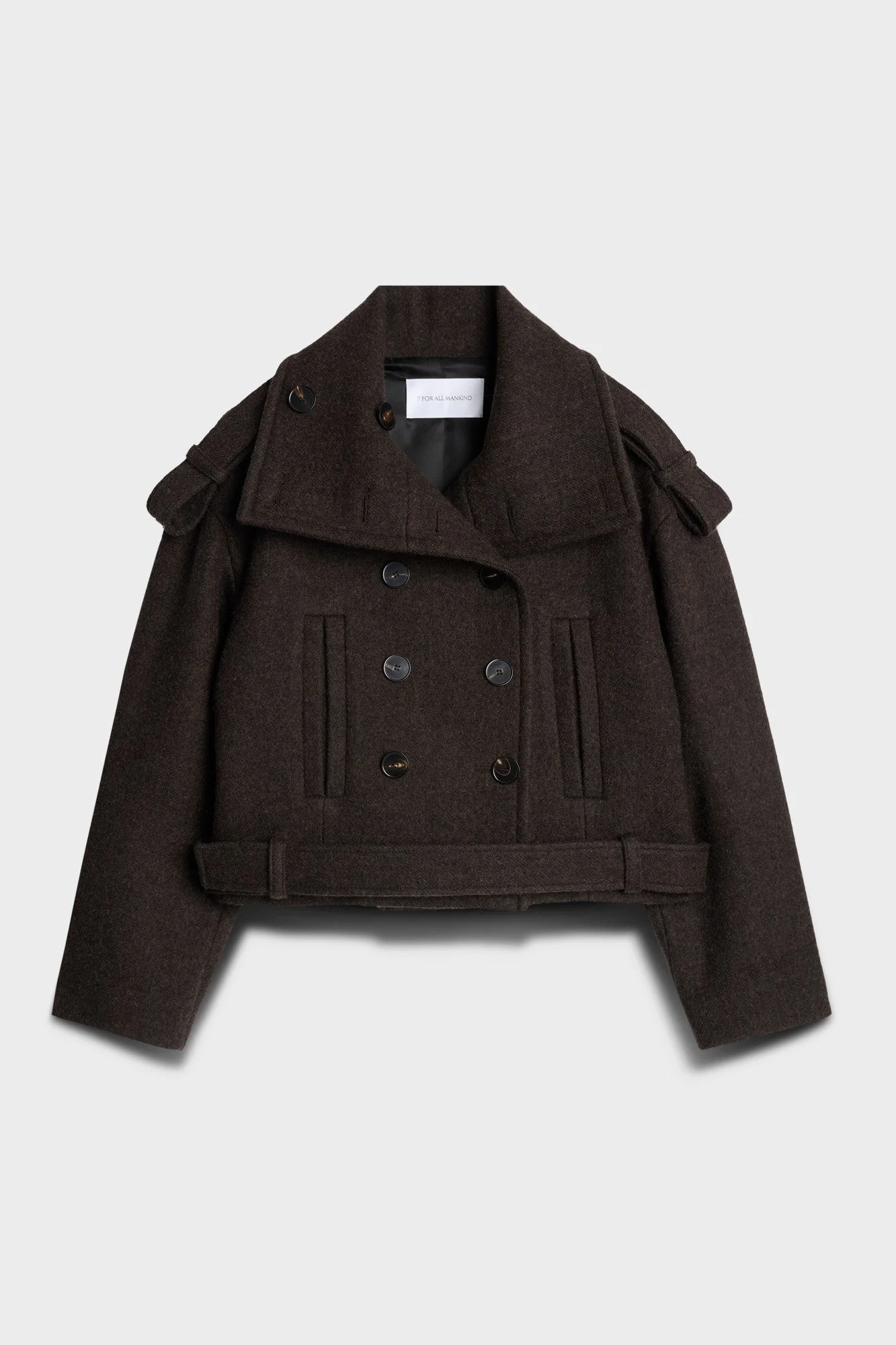 DOUBLE BREASTED HIGH NECK SHORT COAT in Wool - 1