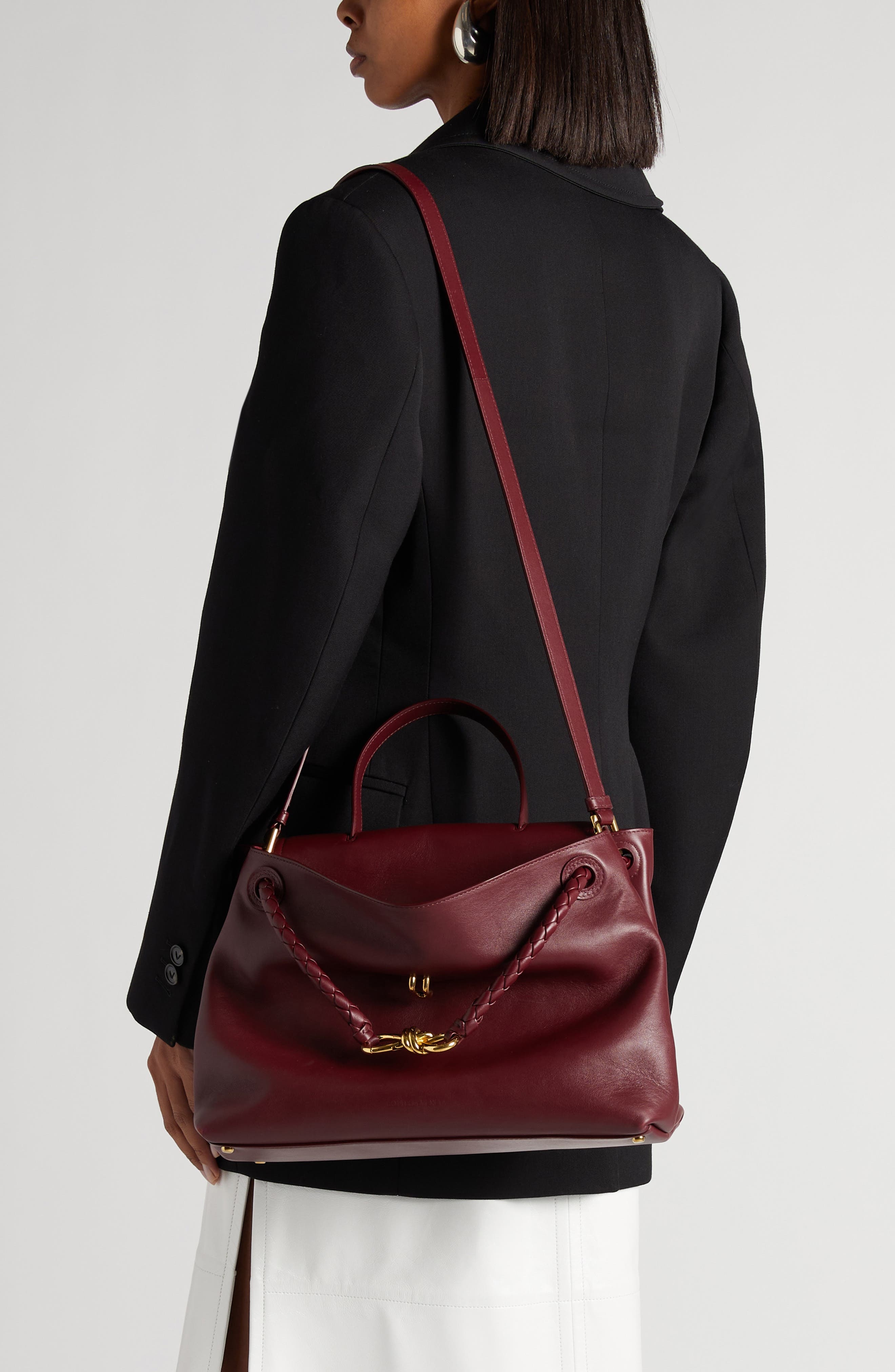 Bottega Veneta Ciao Ciao Knot Detail Leather Top Handle Bag in 2250 Barolo-M Brass at Nordstrom - 3