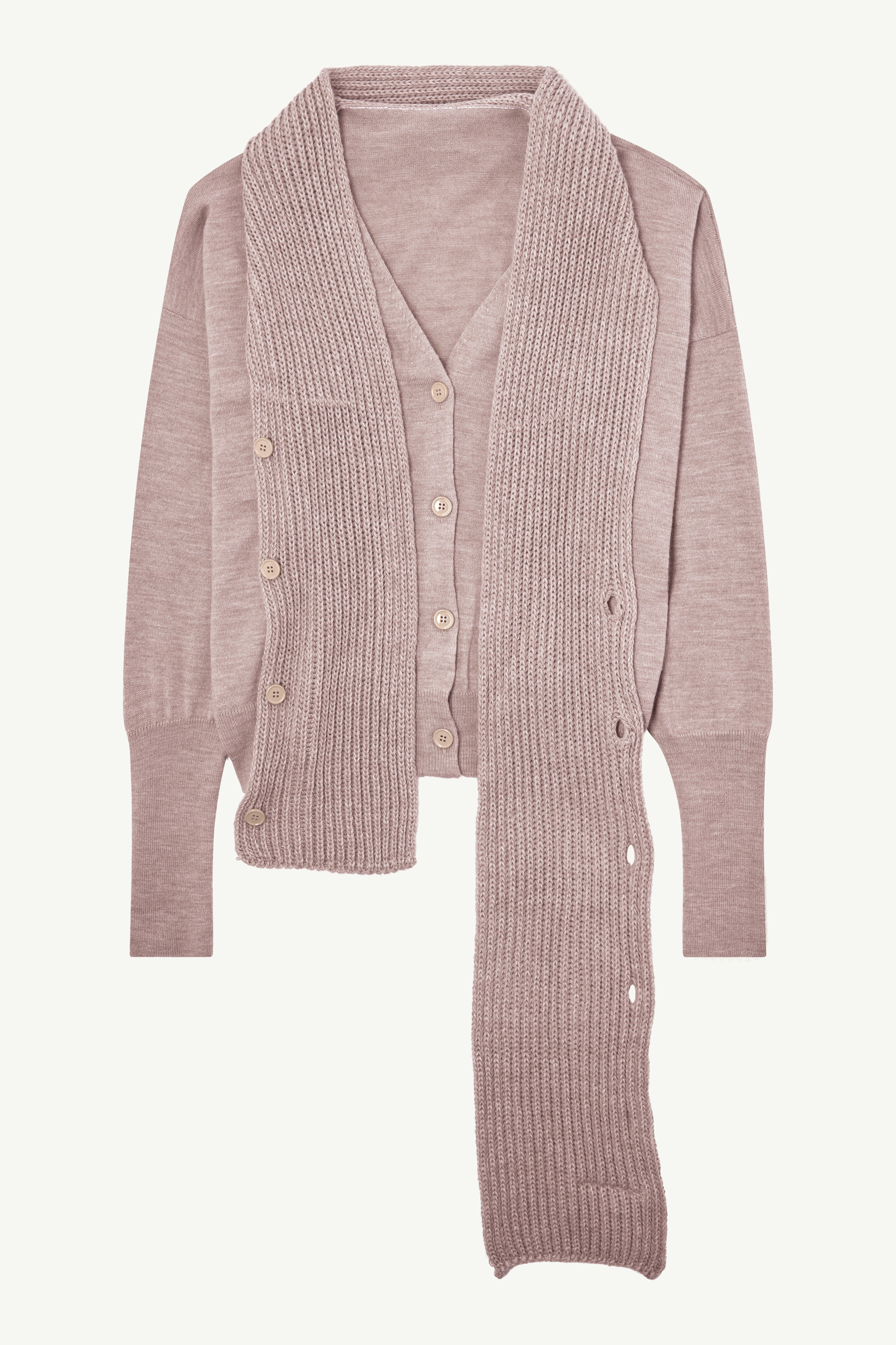 Scarf knit cardigan - 1