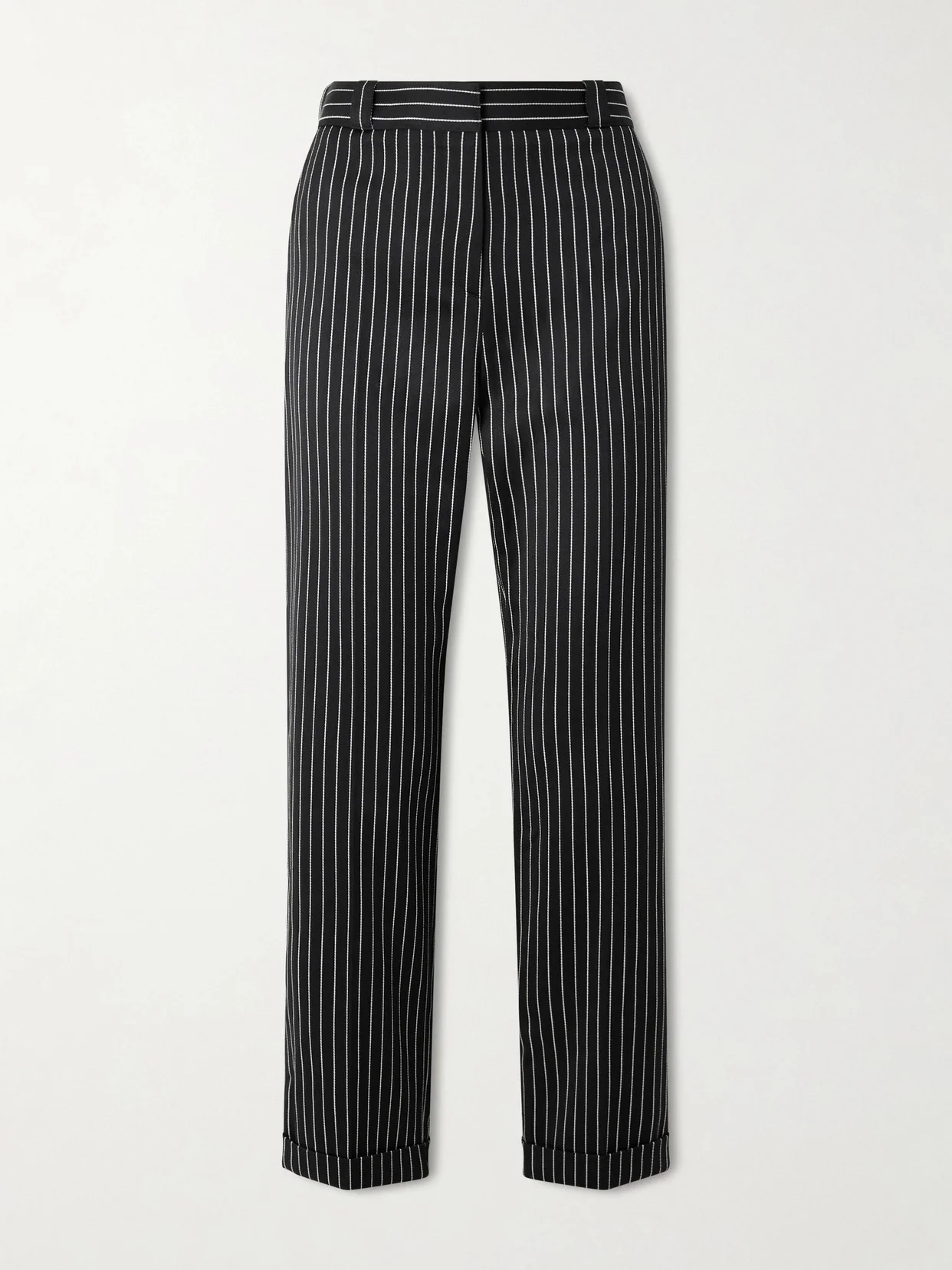 Pinstriped Wool And Cotton-blend Straight-leg Pants - 1