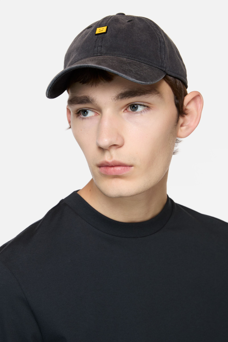 Acne Studios FACE STUD CAP - Washed Black outlook
