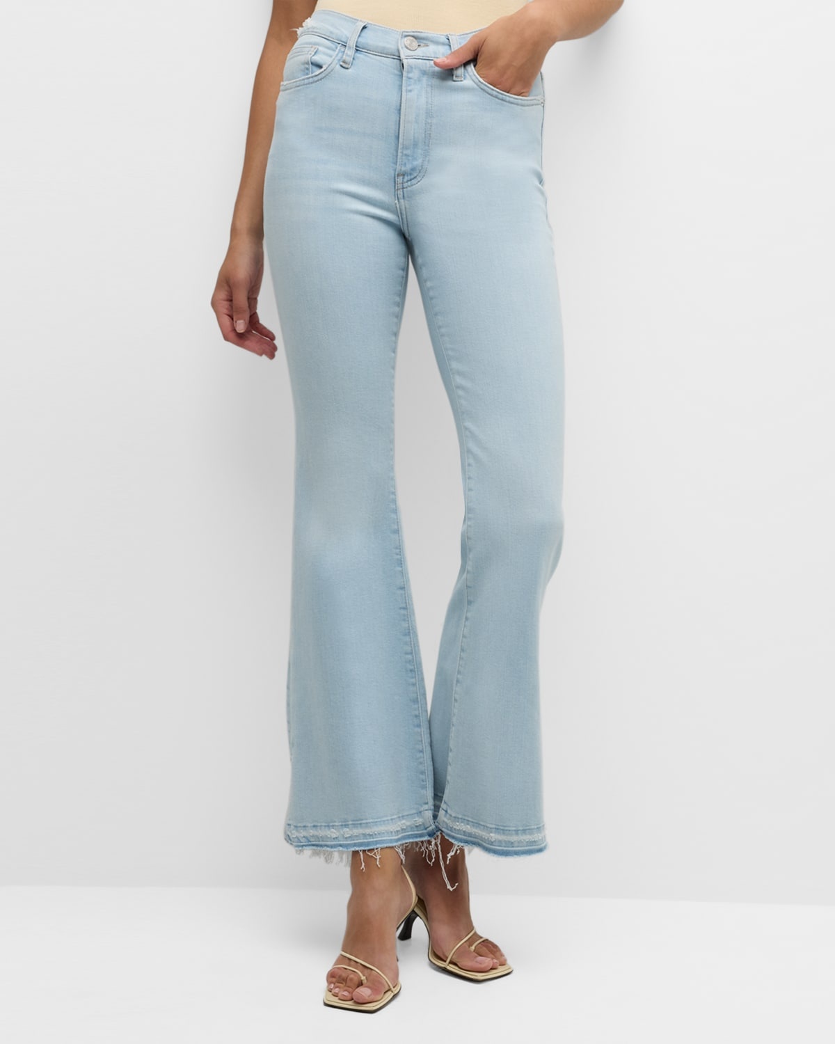 Le Easy Flare Released Fray Side Slit Jeans - 7