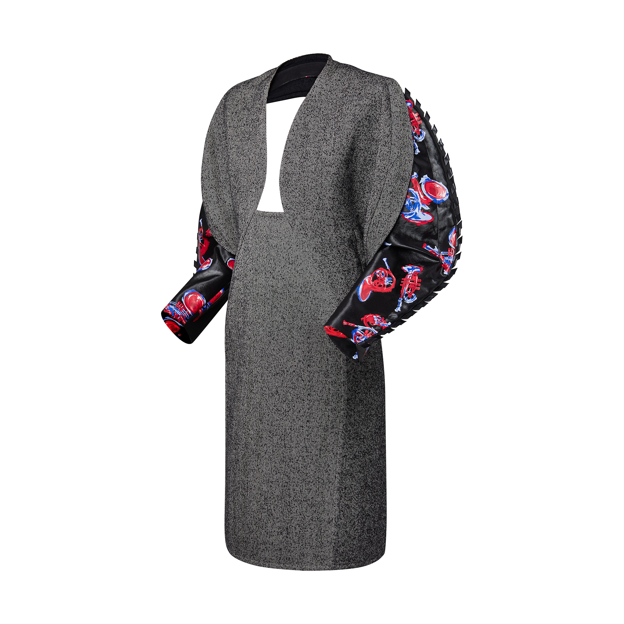 Trumpet Print Sleeve Hourglass Dress - 2