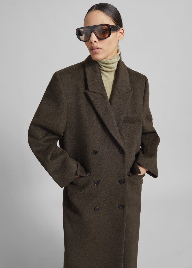 Atlin Wool Double-Breasted Coat - Brown 3