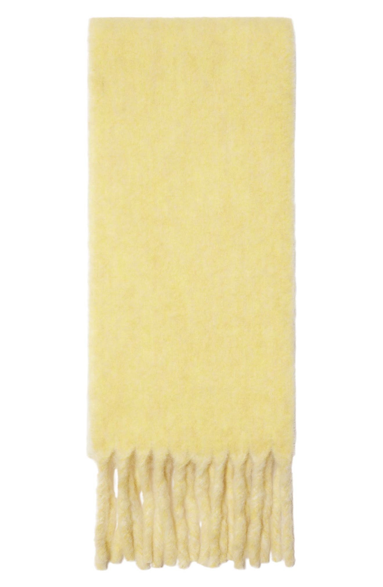 burberry Logo Text Jacquard Reversible Alpaca & Wool Blend Fringe Scarf in Sandstone at Nordstrom - 3