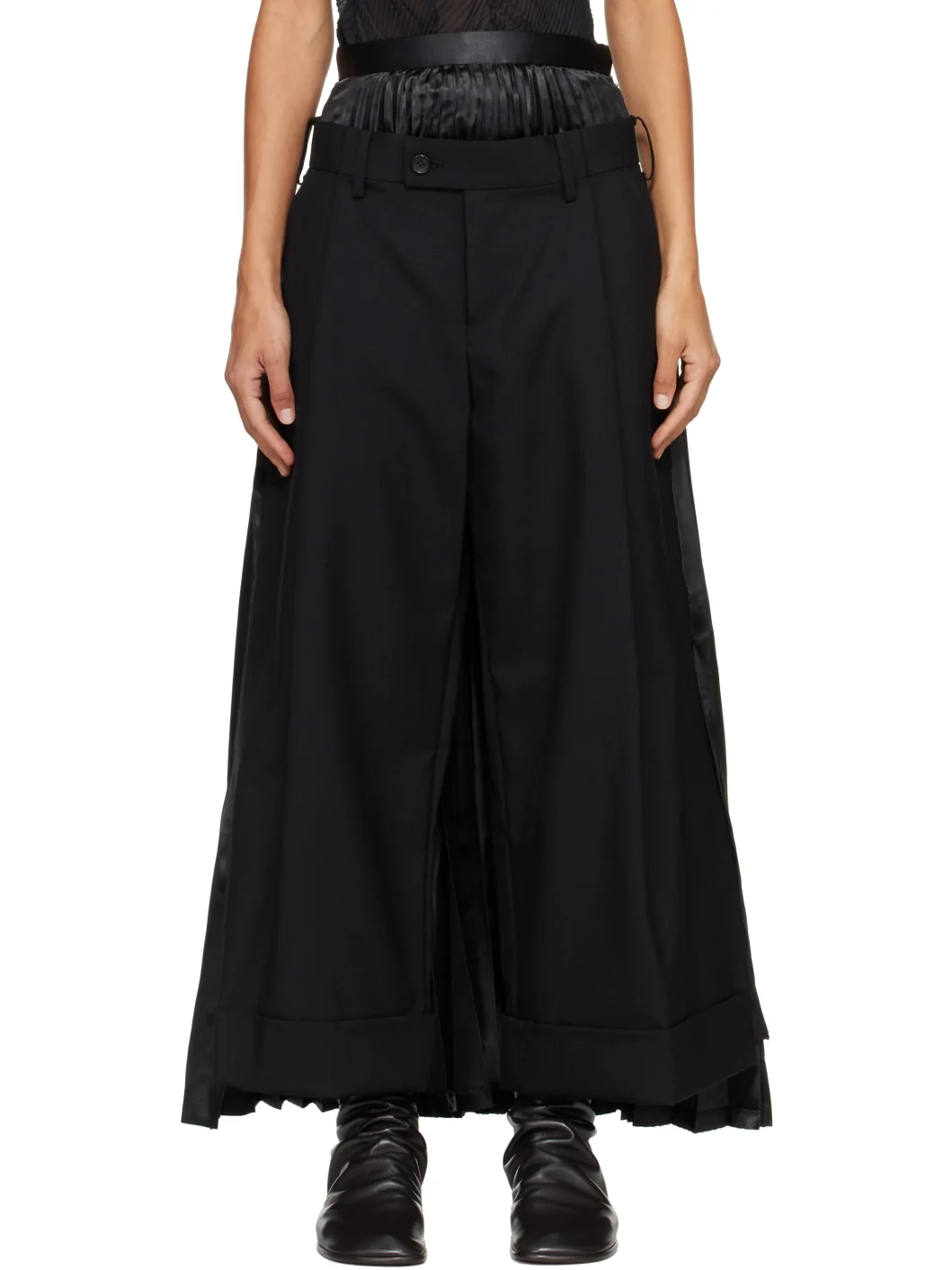 Black Wool Skirt Trousers - 1