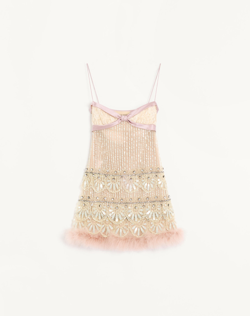 TULLE ILLUSIONE EMBROIDERED SHORT DRESS 1