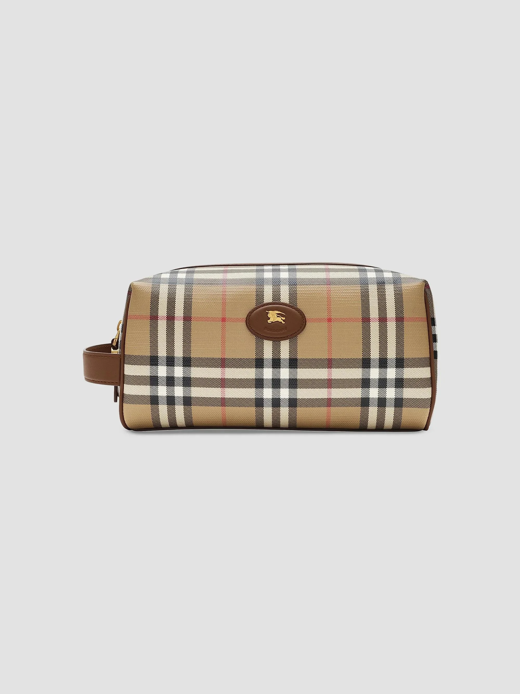 Check Cotton Travel Pouch - Archive Beige - 1