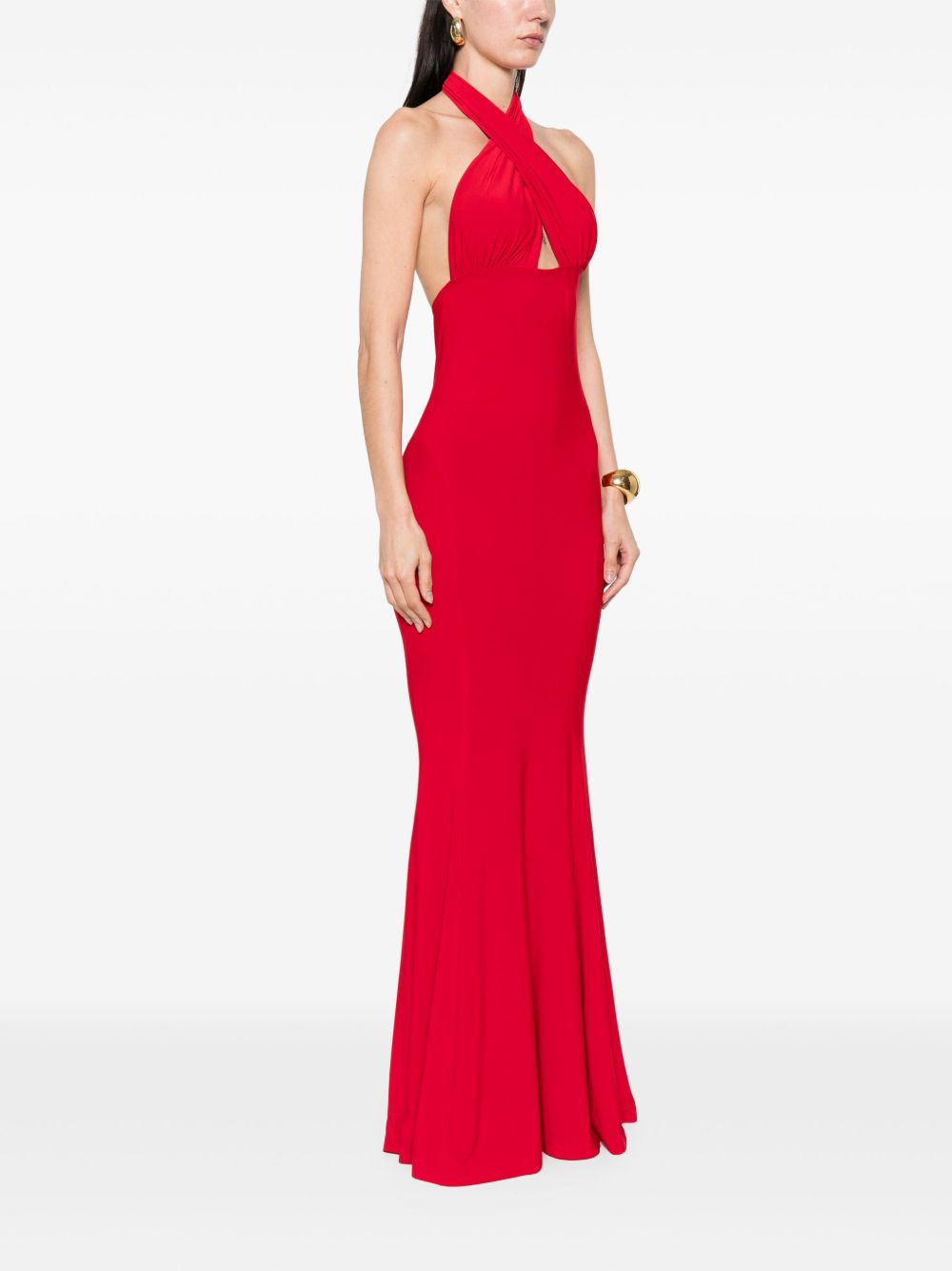 cross halterneck gown - 3