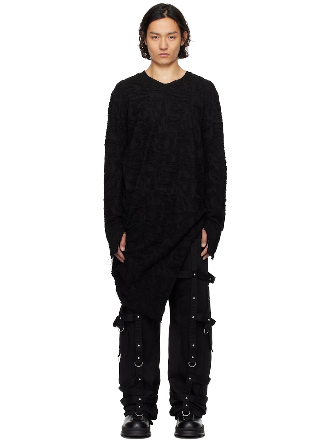 【関税込み】JULIUS ブラック Fibroin 長袖Tシャツ Julius Black Fibroin Long Sleeve T-shirt | REVERSIBLE