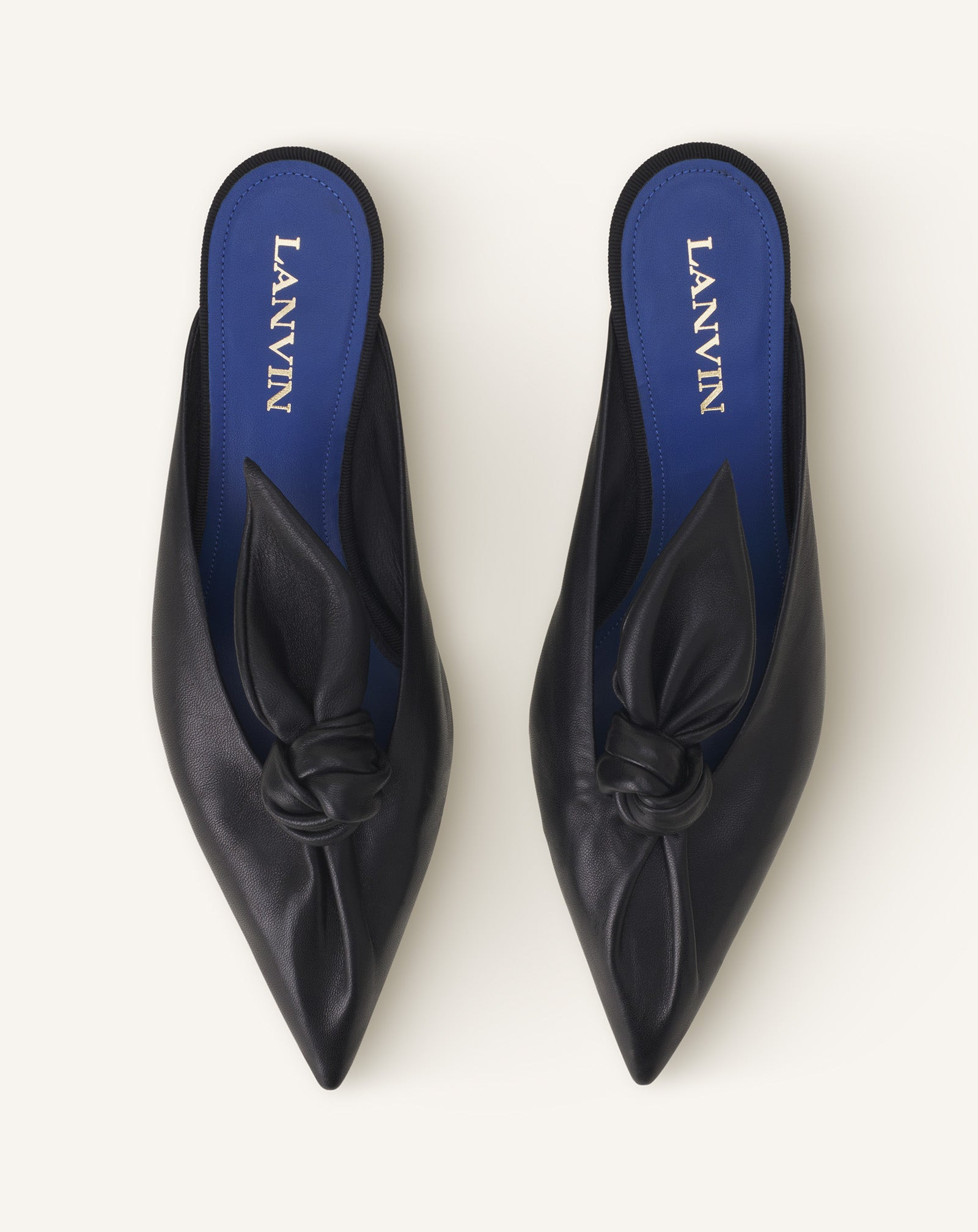 MIDNIGHT STEP BOW LEATHER MULE WITH HEEL - 4