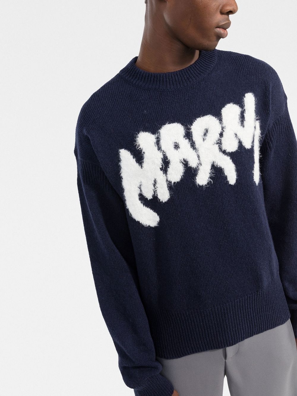 brushed-logo crew-neck jumper - 3