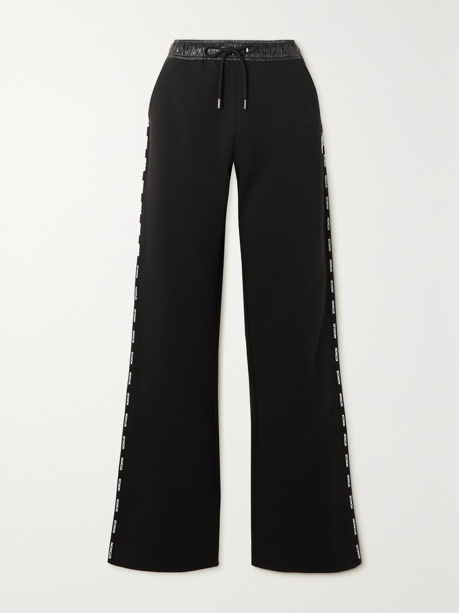 Appliquéd shell-trimmed cotton-jersey sweatpants Black - 1