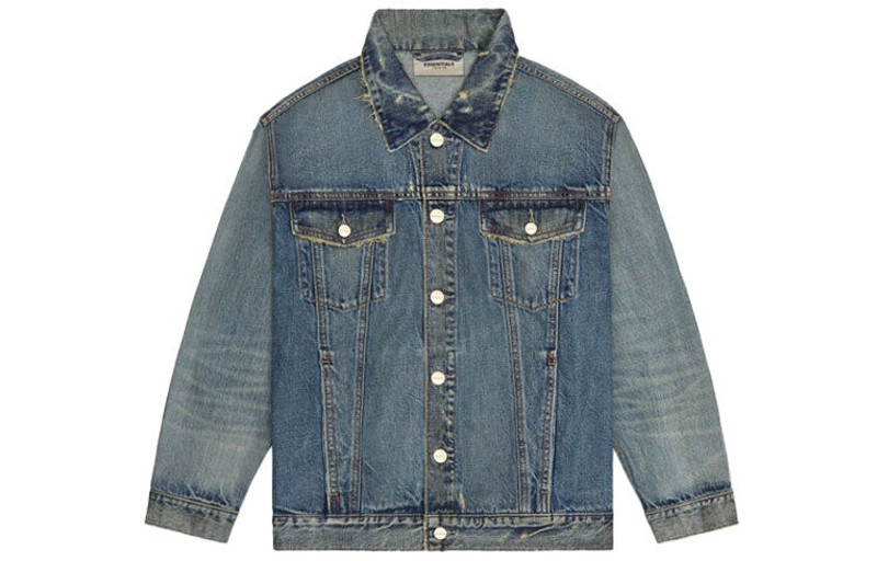 ESSENTIALS Fear of God Essentials FW20 Light Denim Trucker Jacket 'Dark Blue' FOG-FW20-364 outlook
