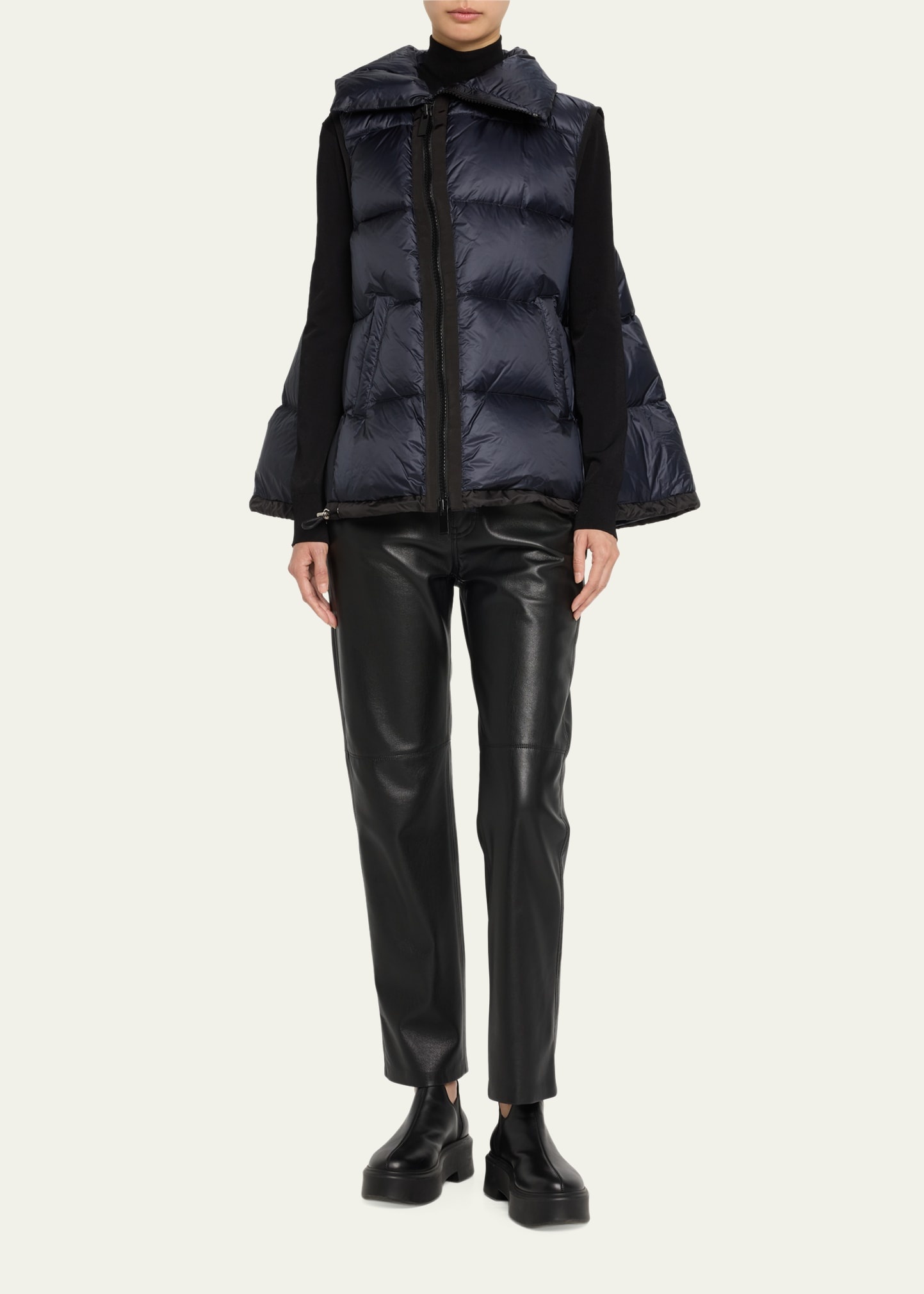 Asymmetric Zipper Puffer Vest - 2