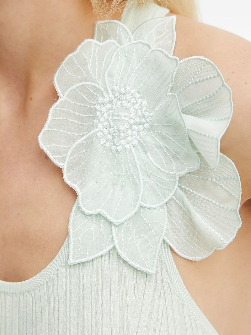 flower-embellished ribbed tank top 4