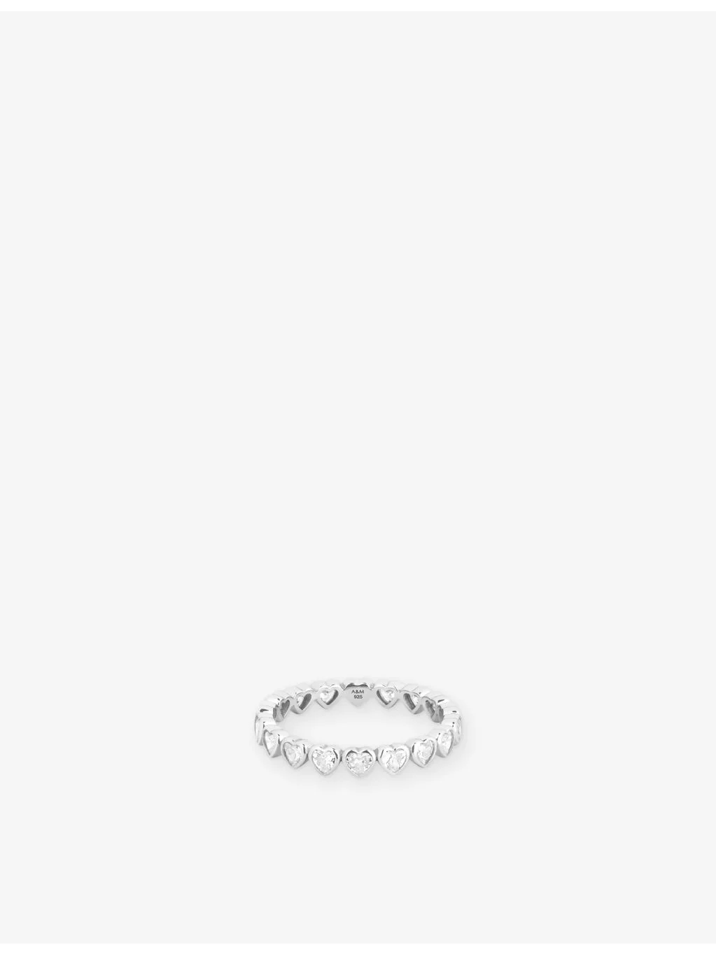 Bezel Heart Eternity Rhodium-Plated Sterling-Silver And Cubic Zirconia Ring - 1