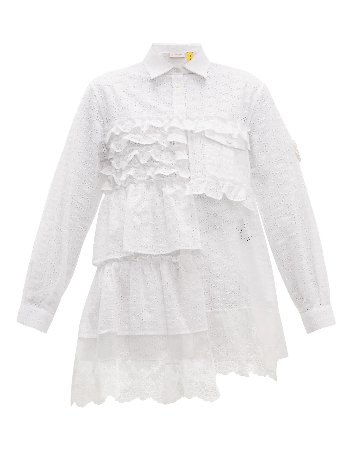 Broderie-anglaise ruffled cotton-blend shirt - 1