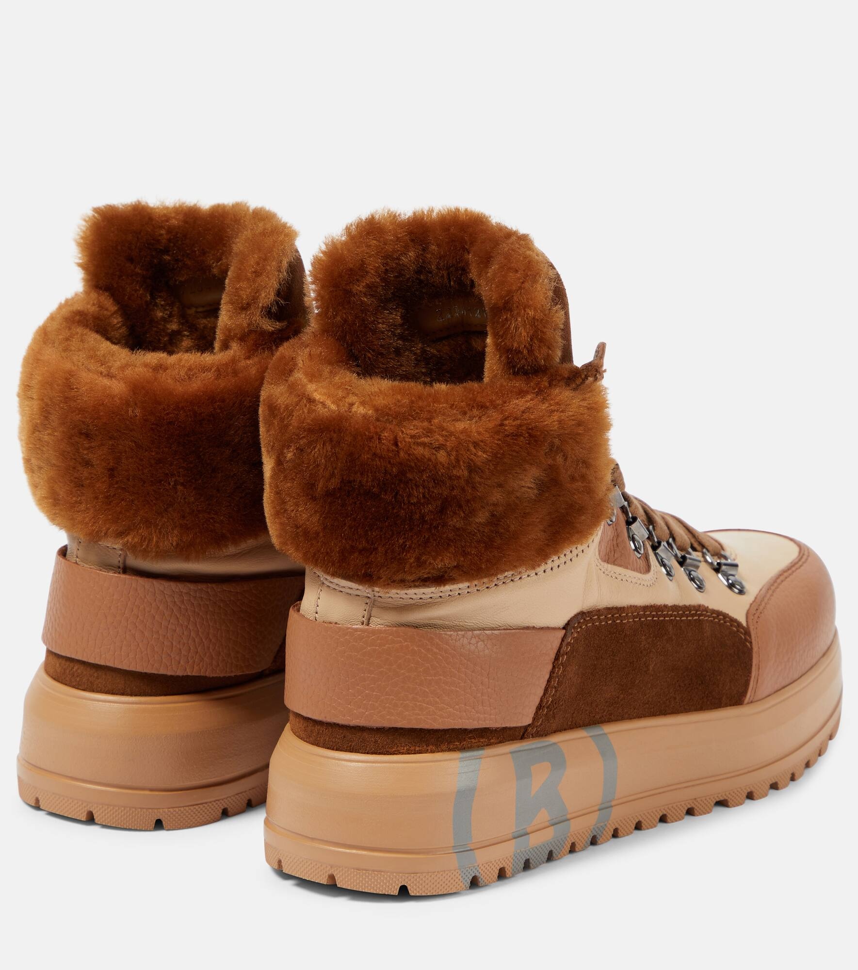 Antwerp leather and shearling lace-up boots - 3