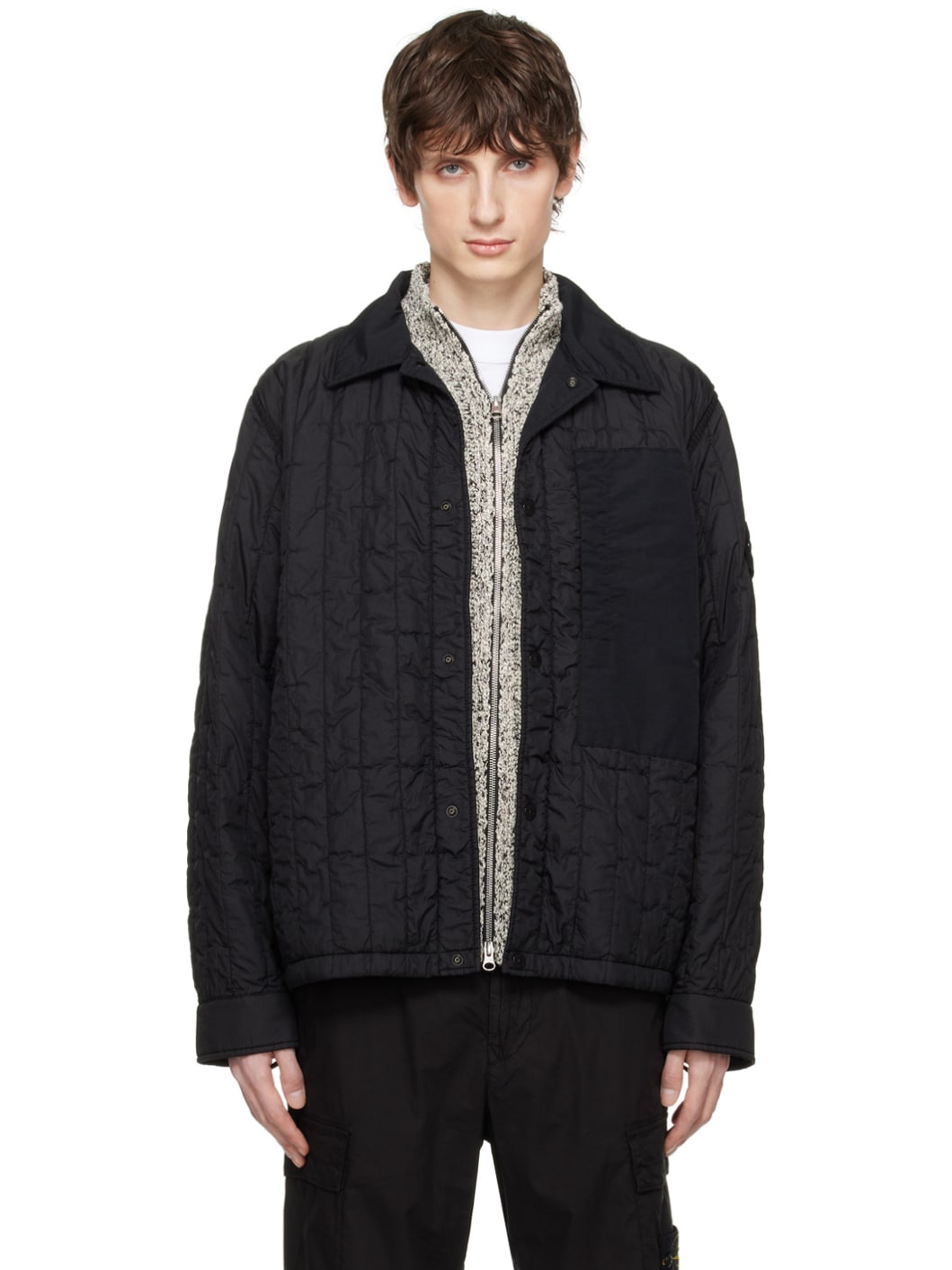 Black Quilted Jacket - 1