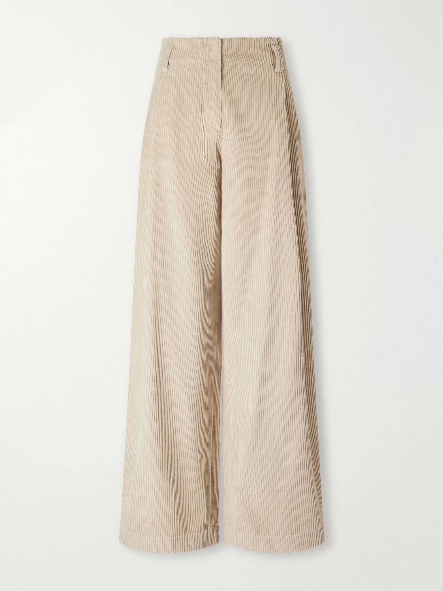 Cotton-corduroy high-rise wide-leg pants Cream - 1
