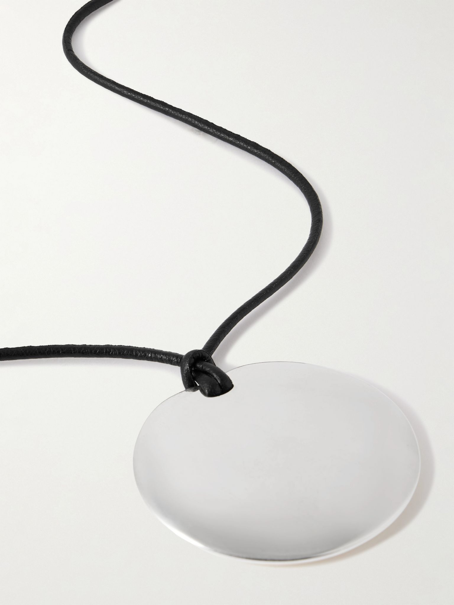 Medium Full Moon cord and silver necklace Silver - 4