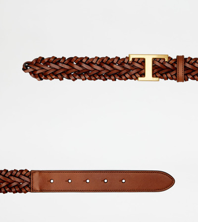 Tod's T TIMELESS BELT IN LEATHER - BROWN outlook