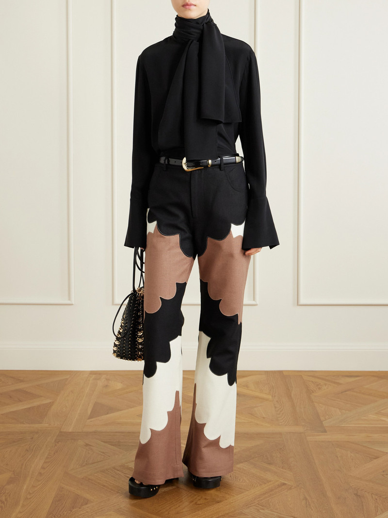 ALIX OF BOHEMIA Bunny Cedar Patchworked Silk Flared Pants outlook